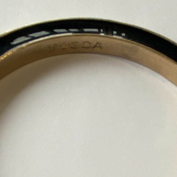 Gerard Yosca Black Enamel Gold Thick Bangle Bracelet - Picture 6 of 6